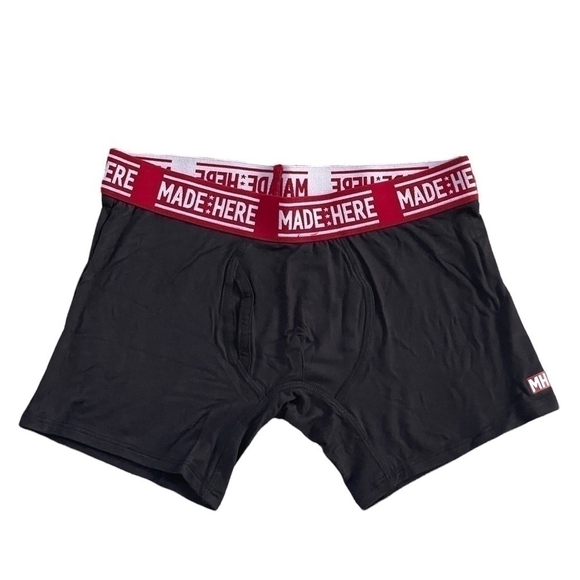 MADE HERE Men’s All American Boxer Brief Black/Red - Picture 1 of 4